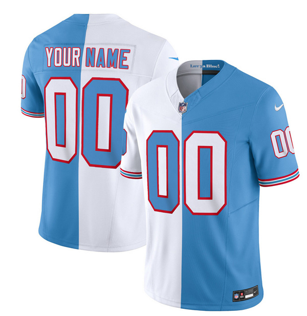 Men & Women & Youth Tennessee Titans Active Player Custom White Blue 2023 F.U.S.E. Split Vapor Limited Throwback Football Stitched Jersey